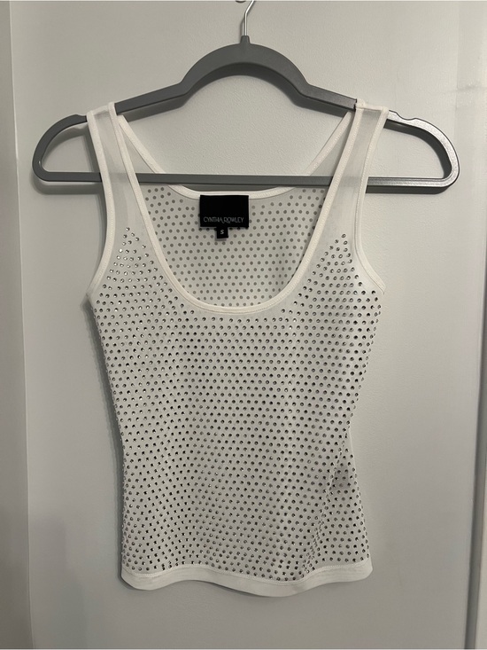 Cynthia Rowley Tops - Cynthia Rowley White Studded Mesh Tank